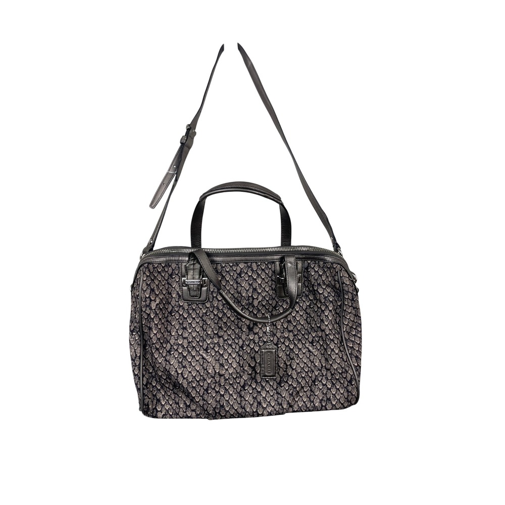 Coach Signature Snakeskin Print Satchel Bag Pewter Accents Shoulder‎ Bag